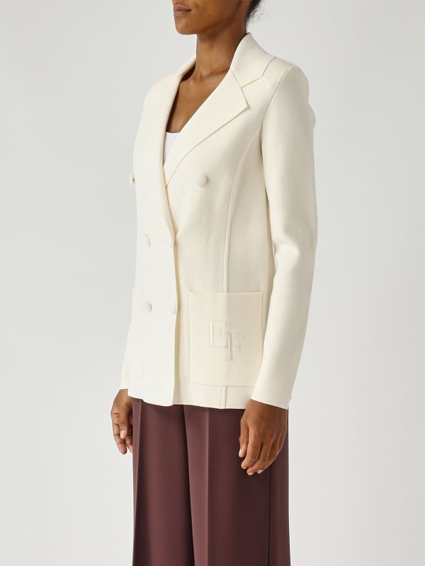 3. Blazer donna in maglia Latte Elisabetta Franchi mk52s57e2