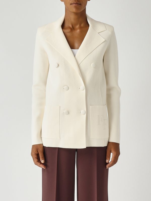 1. Blazer donna in maglia Latte Elisabetta Franchi mk52s57e2