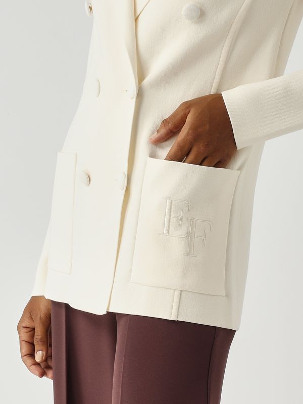 5. Blazer donna in maglia Latte Elisabetta Franchi mk52s57e2