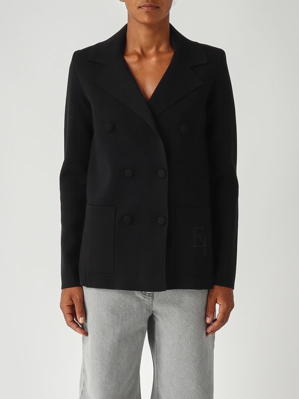 1. Blazer donna in maglia Nero Elisabetta Franchi mk52s57e2