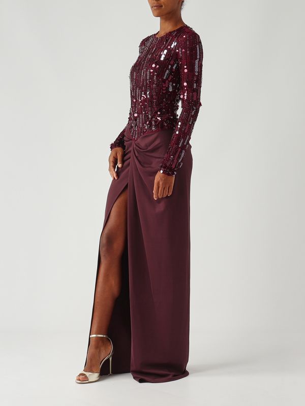 Elisabetta Franchi Stretch tulle dress for women - Rouge Noir |  Caposerio.com