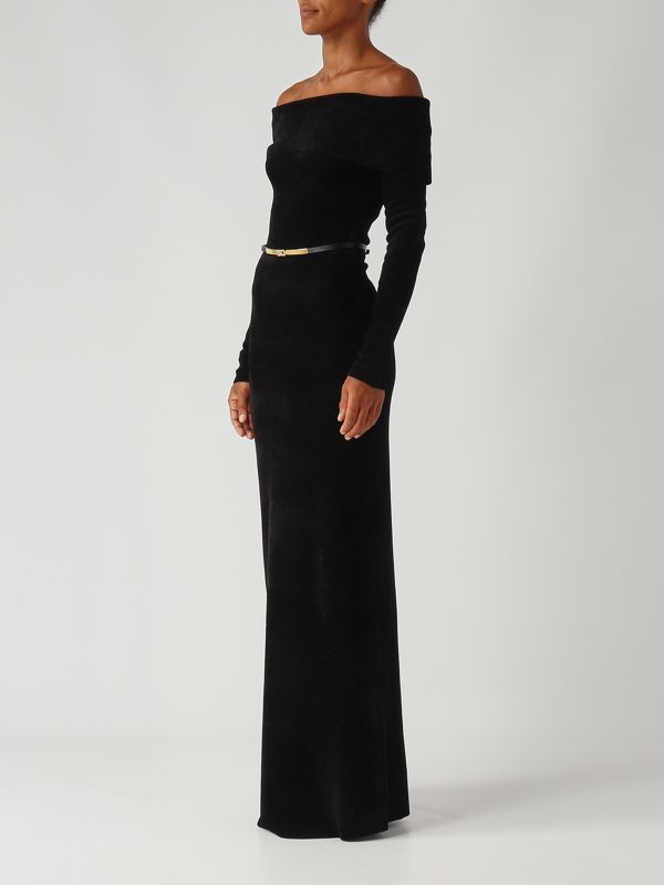 3. Kleid aus Chenille für Frauen Schwarz Elisabetta Franchi am34s57e2