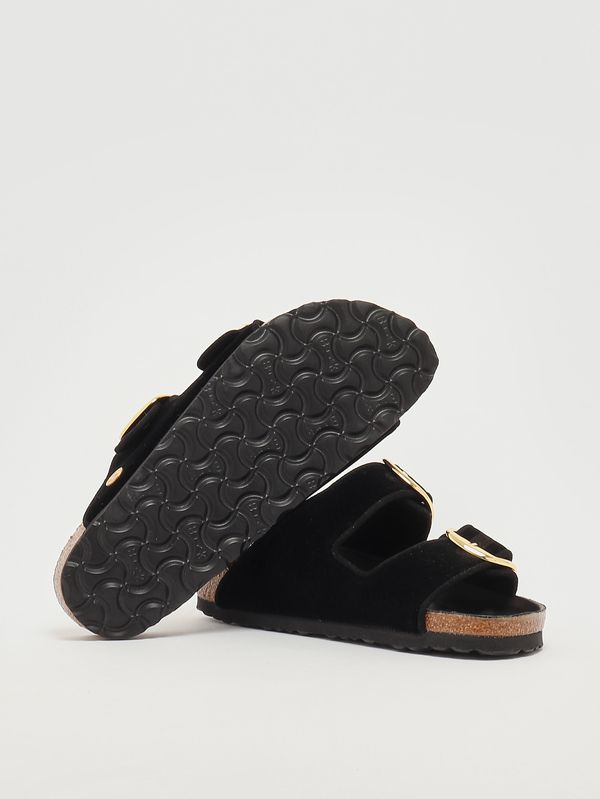 4. Arizona Big Buckle Velvet Textile leather and velvet sandals for women Black Velvet Birkenstock 1030056