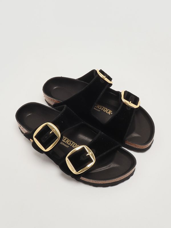 2. Arizona Big Buckle Velvet Textile leather and velvet sandals for women Black Velvet Birkenstock 1030056
