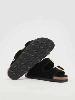 4. Arizona Big Buckle Velvet Textile leather and velvet sandals for women Black Velvet
