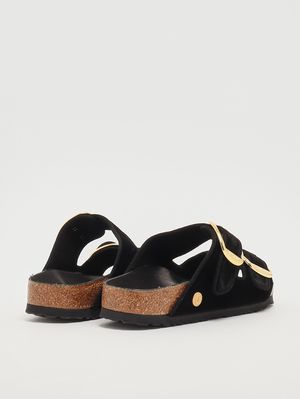 3. Arizona Big Buckle Velvet Textile leather and velvet sandals for women Black Velvet
