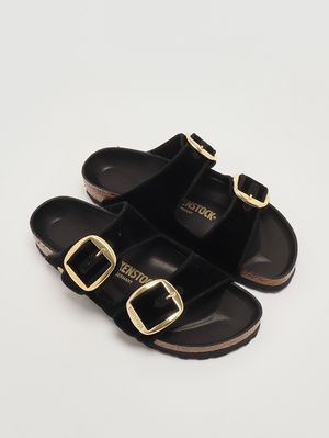 2. Arizona Big Buckle Velvet Textile leather and velvet sandals for women Black Velvet