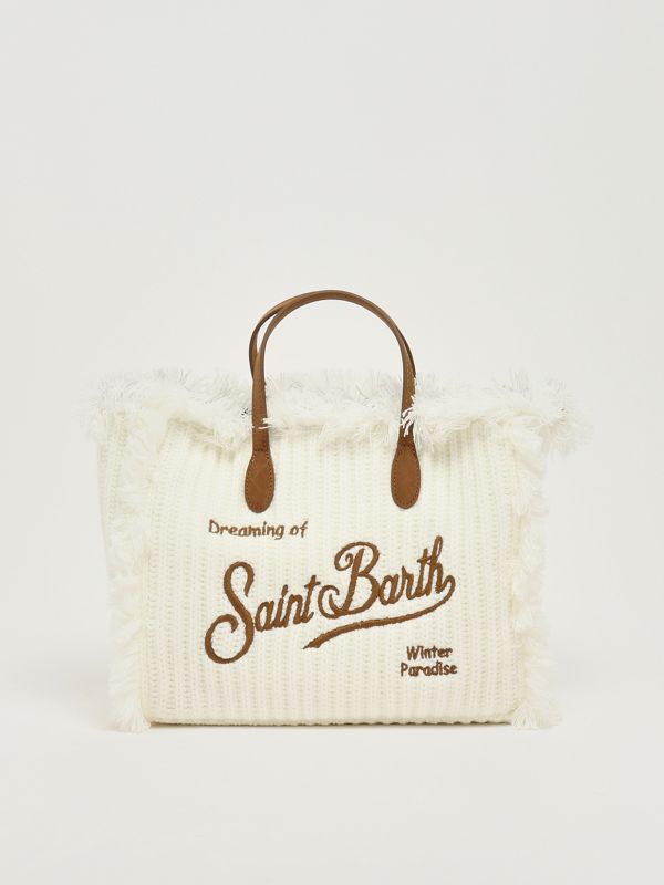 1. Colette Wool Rib knitted effect fabric bag for women 1019 Emb MC2 Saint Barth col0039