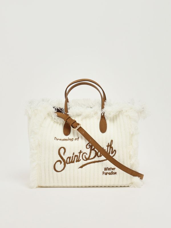 3. Colette Wool Rib knitted effect fabric bag for women 1019 Emb MC2 Saint Barth col0039