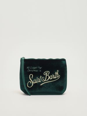 Damen Clutch Aline Velvet aus Scuba-Stoff und Samt Xmas Sb 51or Emb MC2 Saint Barth