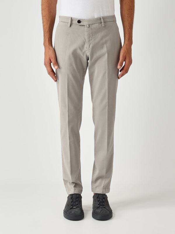 1. BG04 men's slim fit stretch cotton gabardine trousers Gray Briglia bg04400009
