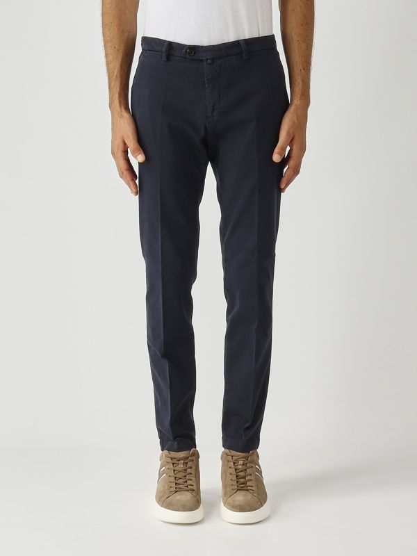 1. BG04 men's slim fit stretch cotton gabardine trousers Navy blue Briglia bg04400009