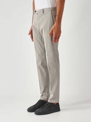 2. BG04 men's slim fit stretch cotton gabardine trousers Gray