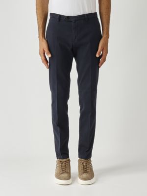 Herrenhose BG04 aus Stretch-Baumwoll-Gabardine in schmaler Passform Marine Briglia