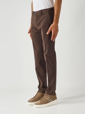 2. Pantalone uomo BG04 slim fit in gabardina di cotone stretch Testa di Moro
