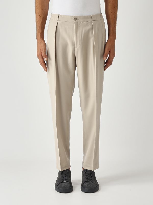 1. Pantalón de hombre Portobellos de ajuste cómodo en lana virgen elástica Beige Briglia portobellos400120