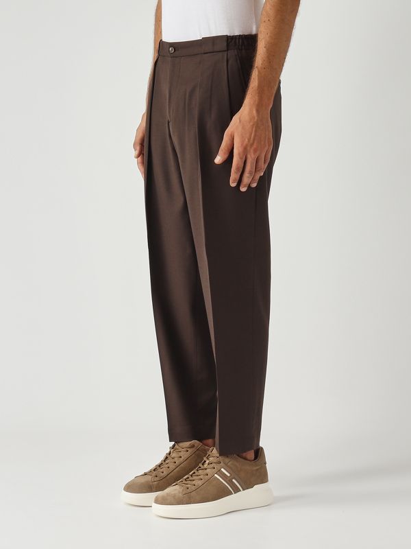 2. Pantalón de hombre Portobellos de ajuste cómodo en lana virgen elástica Marrón Briglia portobellos400120