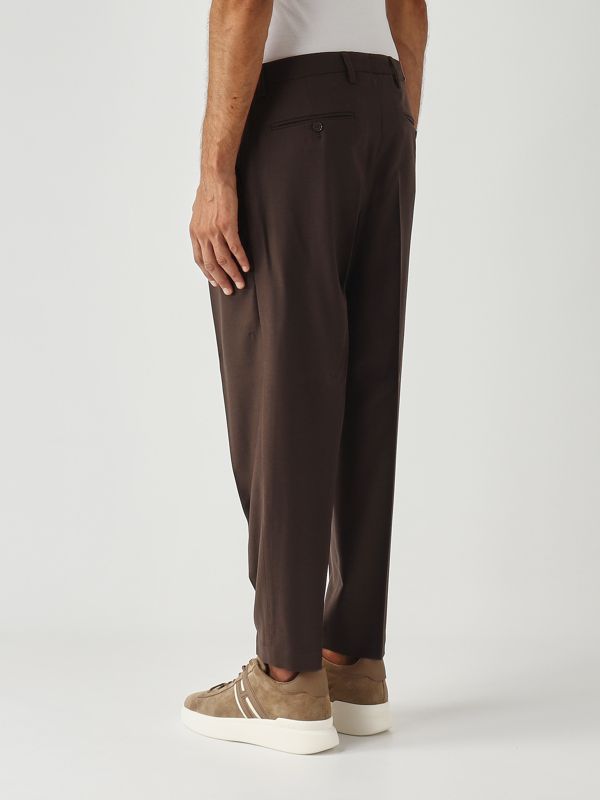 3. Pantalón de hombre Portobellos de ajuste cómodo en lana virgen elástica Marrón Briglia portobellos400120