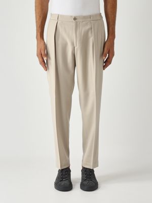 Herrenhose Portobellos Easy-Fit aus reiner Stretch-Wolle Beige Briglia