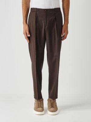 Herrenhose Portobellos Easy-Fit aus reiner Stretch-Wolle Braun Briglia