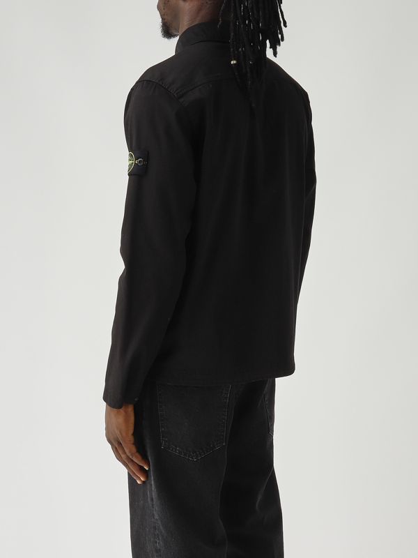 4. Stretch organic cotton satin overshirt for men Black Stone Island k2s151200006s0012
