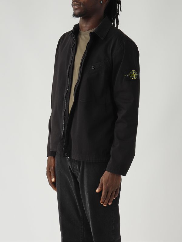 3. Stretch organic cotton satin overshirt for men Black Stone Island k2s151200006s0012