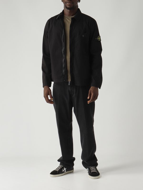 2. Stretch organic cotton satin overshirt for men Black Stone Island k2s151200006s0012