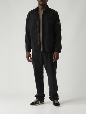 2. Stretch organic cotton satin overshirt for men Black