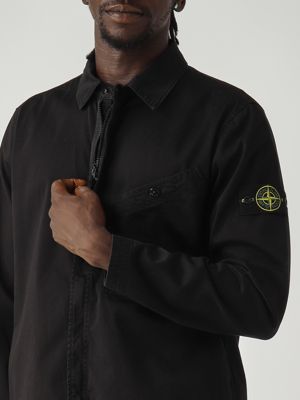 5. Stretch organic cotton satin overshirt for men Black