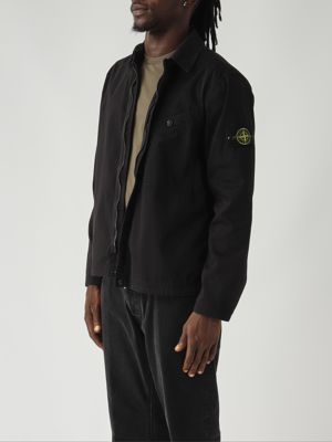 3. Stretch organic cotton satin overshirt for men Black