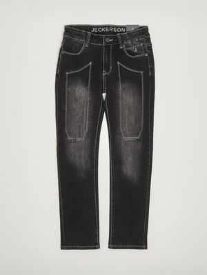 Jeans bambino in misto cotone stretch Grigio-Denim Jeckerson