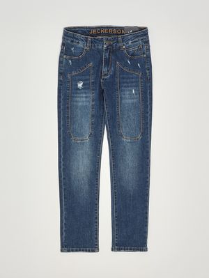 Jeans bambino in misto cotone stretch Denim Medio Jeckerson