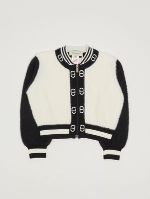 Cardigan pour fillette en tissu teddy Blanc-Noir Twinset