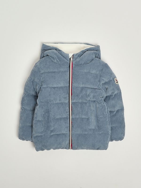 1. Piumino neonato Puki in velluto Azzurro Polvere Moncler k29511a000205964b
