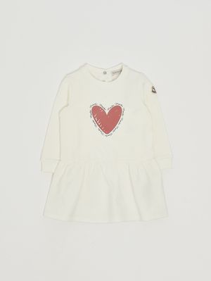 Abito bambina in cotone stretch Bianco Moncler
