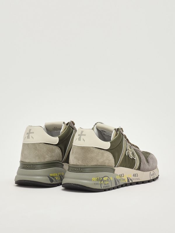 3. Zapatillas para hombre Lander 7706 de piel y tejido técnico Militar-Gris Premiata lan07706