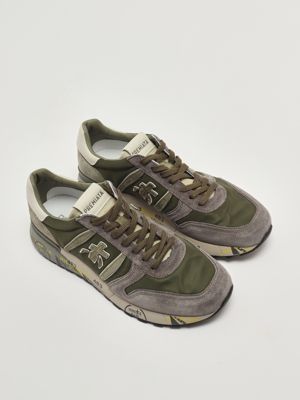 2. Zapatillas para hombre Lander 7706 de piel y tejido técnico Militar-Gris