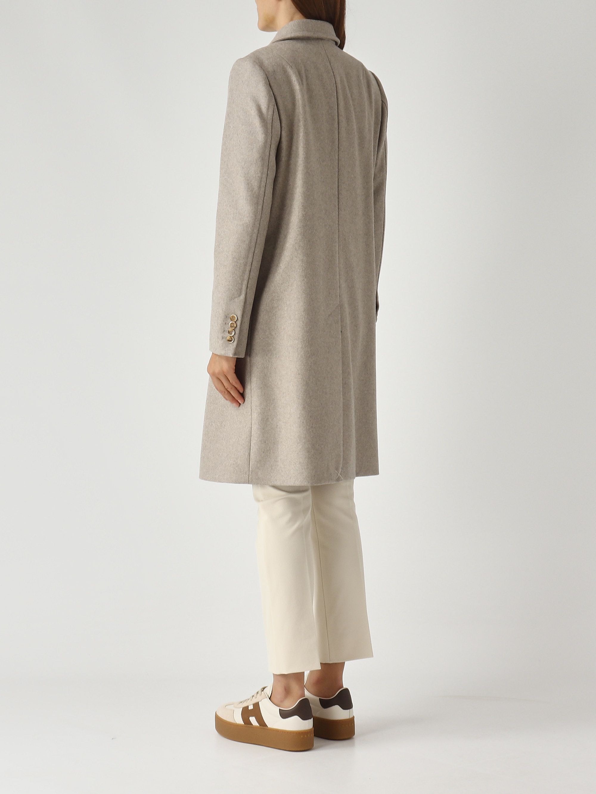 Women's coat in wool and cashmere naw51513560gah Greige