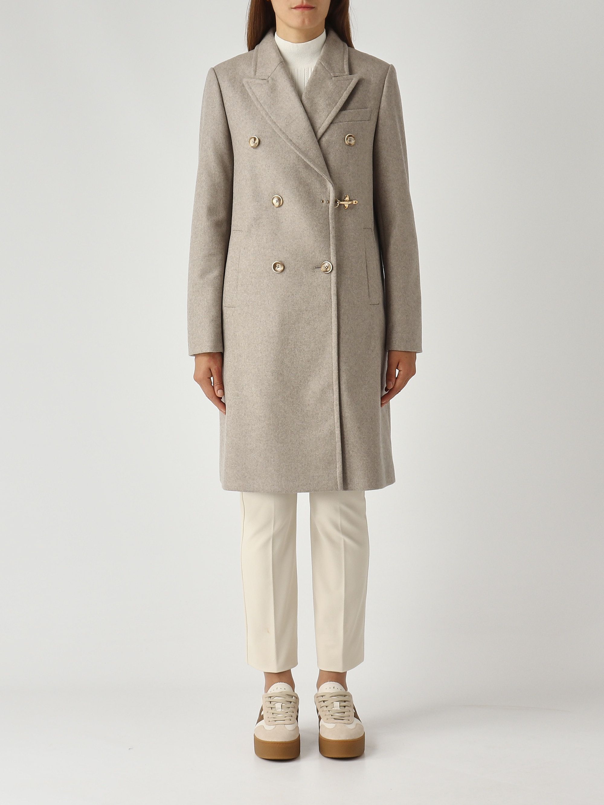 Women's coat in wool and cashmere naw51513560gah Greige