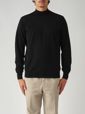 Men's mock neck in royal merino Black Filippo de Laurentiis