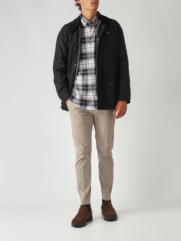 2. Giacca uomo Ashby in cotone cerato Nero Barbour mwx0339