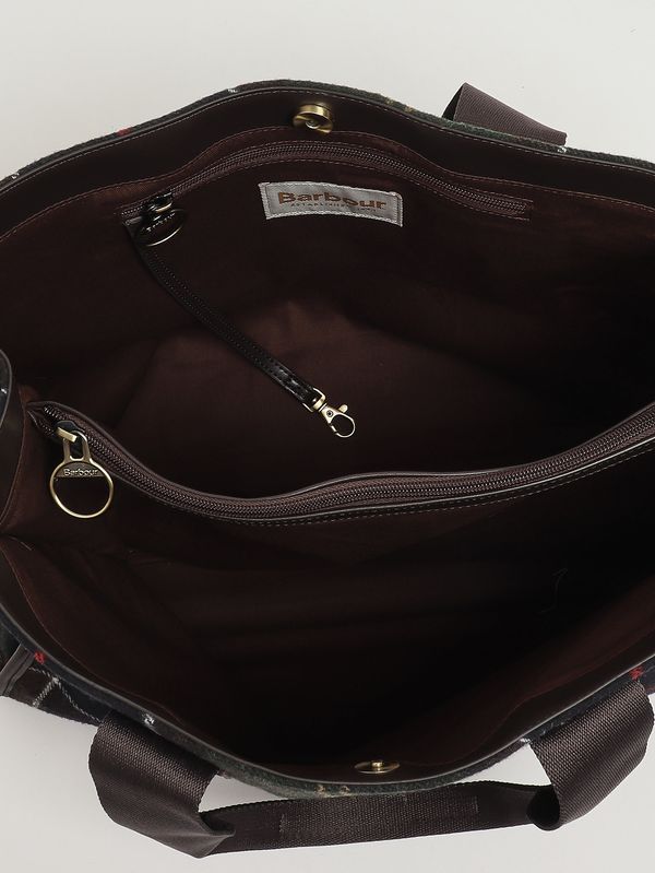 4. Turnberry wool blend and faux leather tote bag for women Tartan Barbour lba0424
