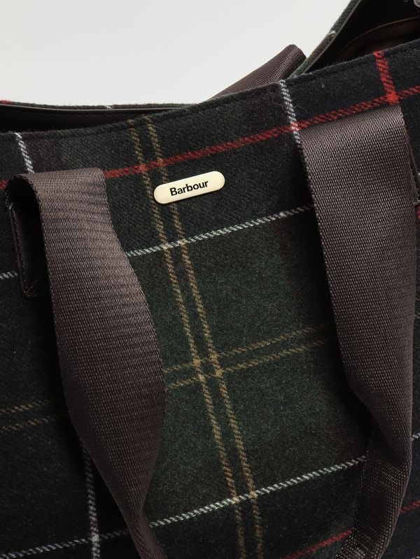 5. Turnberry wool blend and faux leather tote bag for women Tartan Barbour lba0424