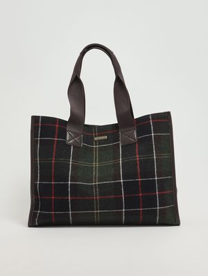 Turnberry wool blend and faux leather tote bag for women Tartan Barbour