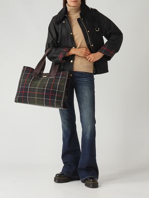 2. Turnberry wool blend and faux leather tote bag for women Tartan