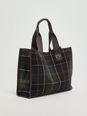 3. Turnberry wool blend and faux leather tote bag for women Tartan