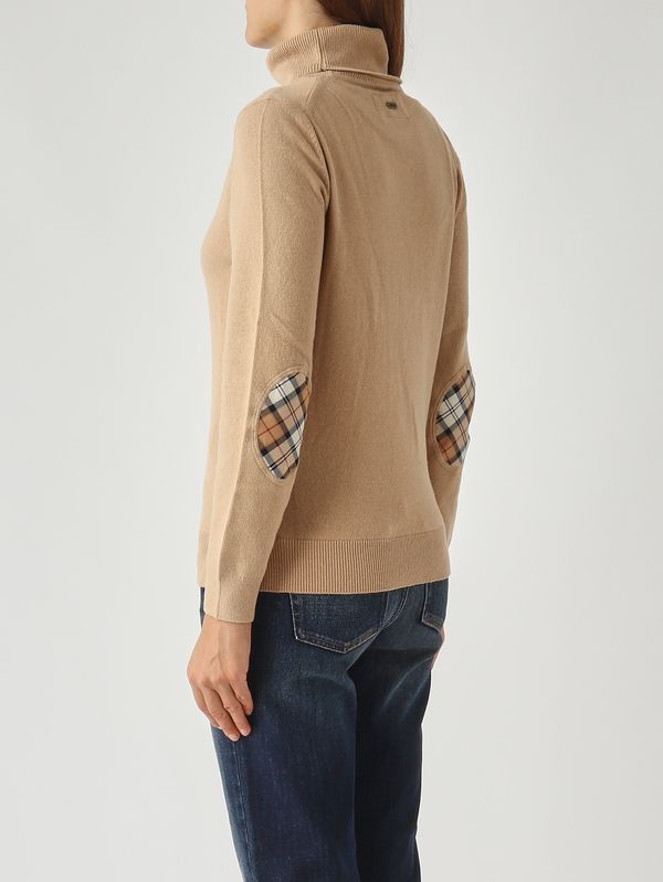 4. Jersey de cuello alto de mujer Pendle de lana y algodón Camello Barbour lkn1077