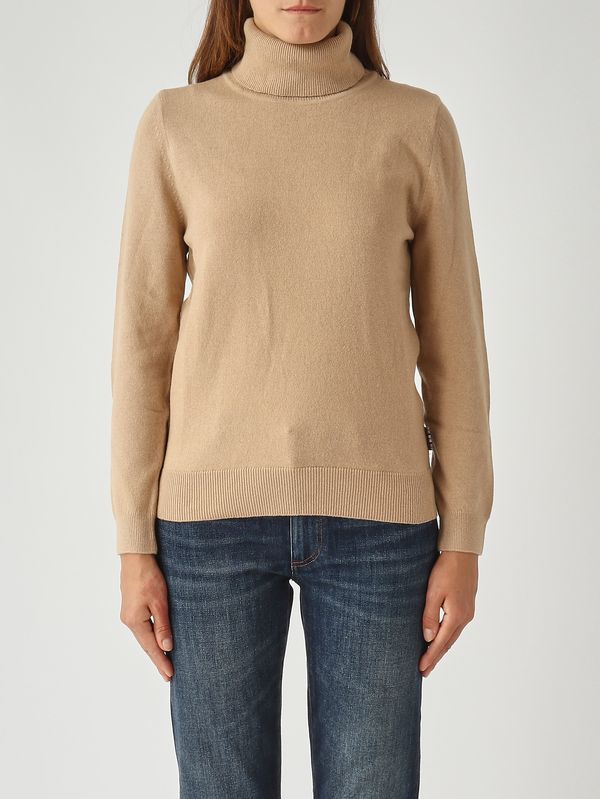 1. Jersey de cuello alto de mujer Pendle de lana y algodón Camello Barbour lkn1077