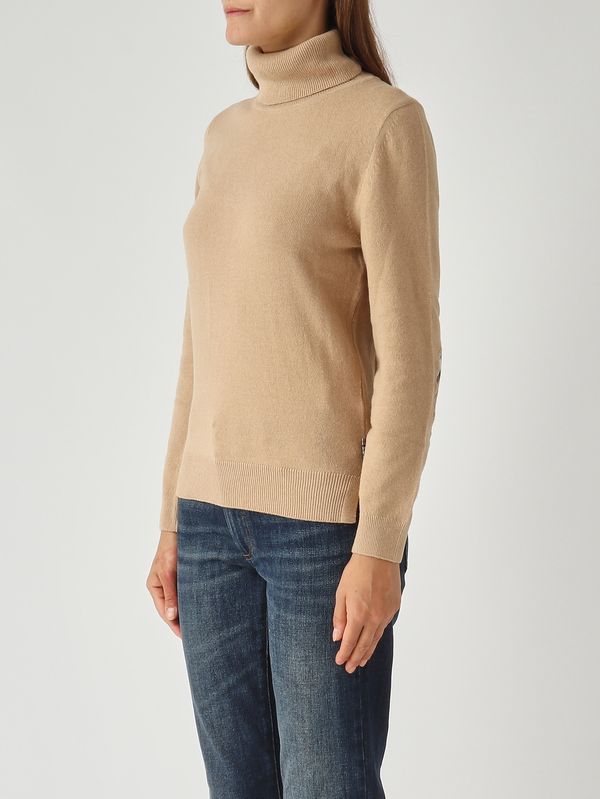 3. Jersey de cuello alto de mujer Pendle de lana y algodón Camello Barbour lkn1077