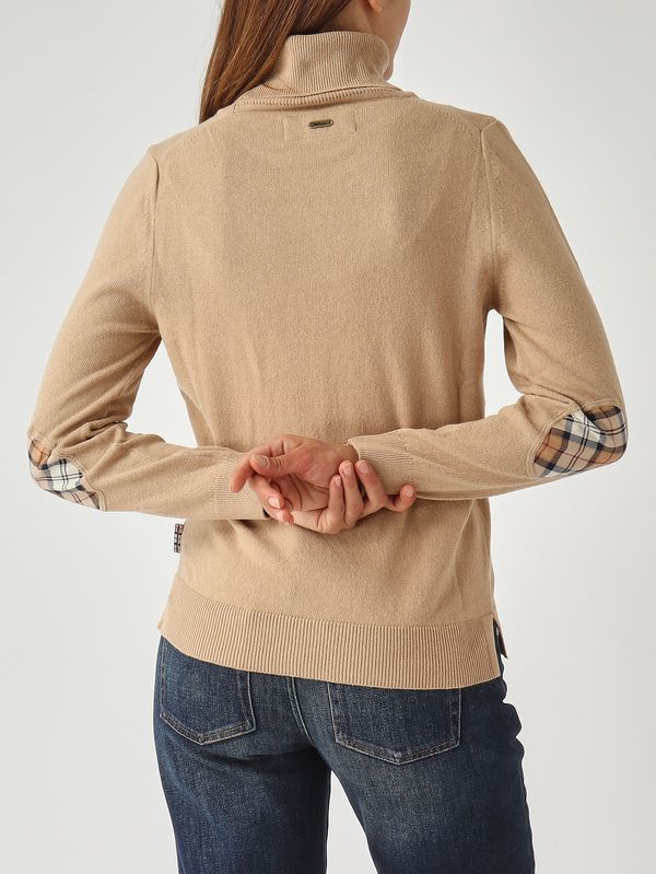 5. Jersey de cuello alto de mujer Pendle de lana y algodón Camello Barbour lkn1077